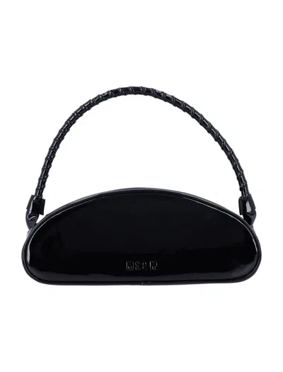 Msgm Mini Patent Leather Handbag In Black