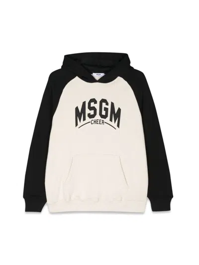Msgm Mini Raglan Hoodie For Boys In Black