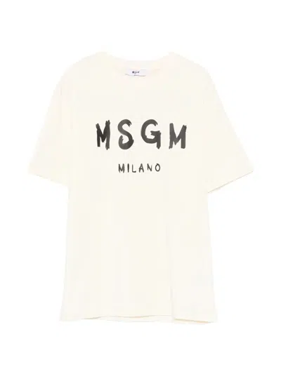 Msgm Mini Short Sleeve T-shirt For Boys In White