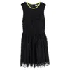 Msgm Mini Skater Dress In Black Lace In Black