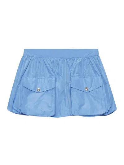 Msgm Mini Skirt In Light Blue With Pockets