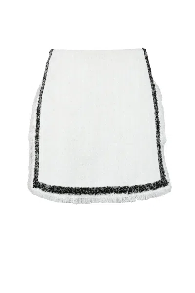 Msgm Mini Skirt Zip - White In Multi