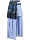 Msgm Mix-print Layered Asymmetric Midi Skirt In Blue