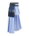Msgm High-waist Mix-printed Layered Midi Skirt In Blue