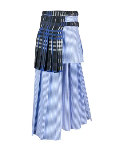 MSGM MIX-PRINT LAYERED-DESIGN MIDI SKIRT