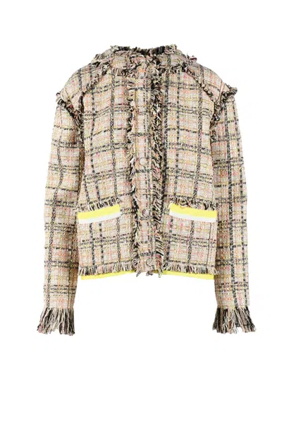 MSGM MIXED MATERIALS JACKET - BEIGE