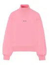 Msgm Mock-neck Cotton Sweatshirt In Pink