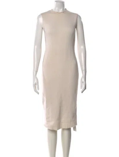 Pre-owned Msgm Mock Neck Knee-length Dress In White
