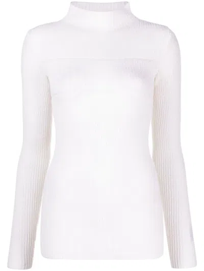Msgm Striped Mock-neck Jumper In White
