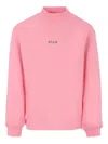 Msgm Mock-neck Logo-print Top In Pink