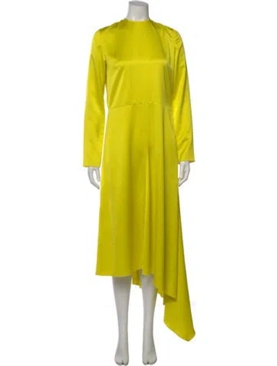 Pre-owned Msgm Mock Neck Long Dress In Yellow