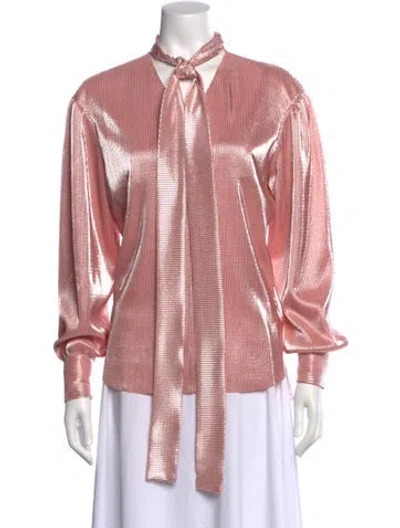 Pre-owned Msgm Mock Neck Long Sleeve Blouse In Pink