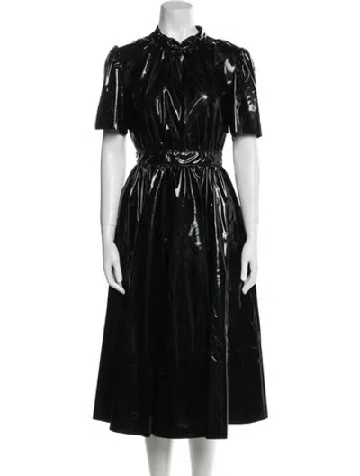 Pre-owned Msgm Mock Neck Midi Length Dress In Black