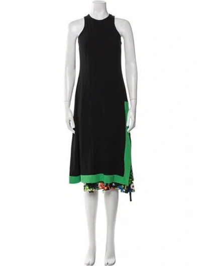Pre-owned Msgm Mock Neck Midi Length Dress In Black