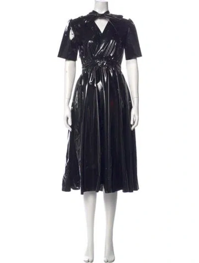 Pre-owned Msgm Mock Neck Midi Length Dress In Black