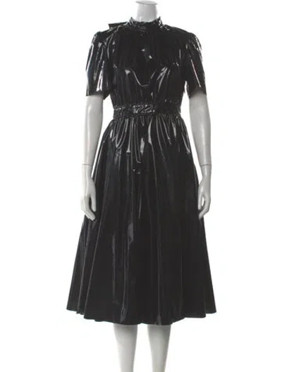 Pre-owned Msgm Mock Neck Midi Length Dress In Gray