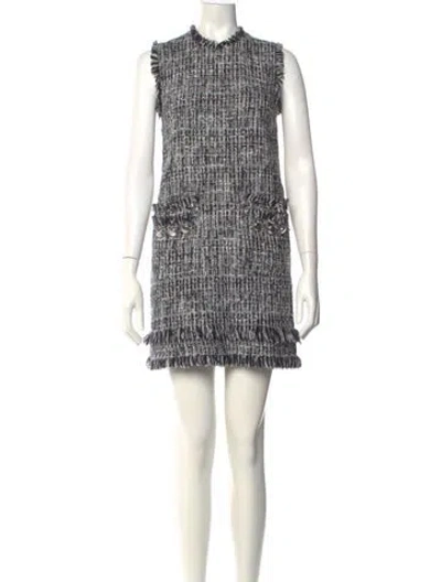 Pre-owned Msgm Mock Neck Mini Dress In Black