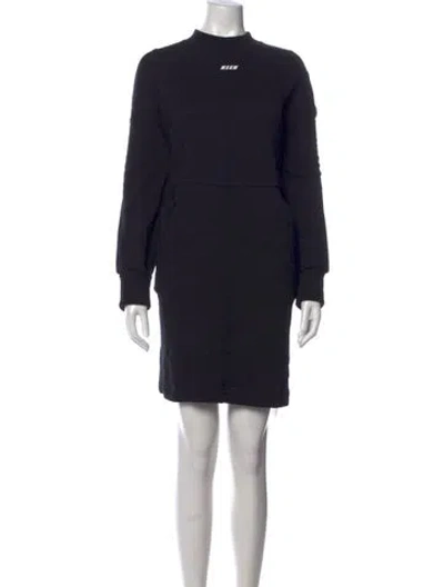 Pre-owned Msgm Mock Neck Mini Dress In Black