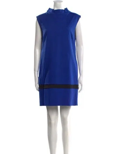 Pre-owned Msgm Mock Neck Mini Dress In Blue