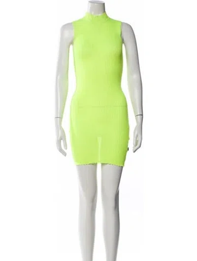 Pre-owned Msgm Mock Neck Mini Dress In Green