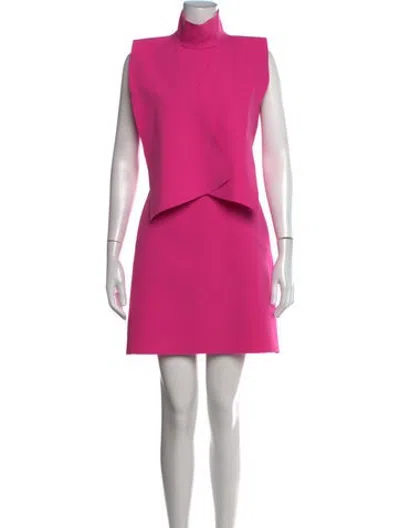 Pre-owned Msgm Mock Neck Mini Dress In Pink