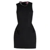 Msgm Mock-neck Sleeveless Mini Dress In Black Polyester In Black