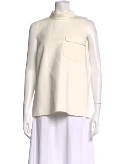 Pre-owned Msgm Mock Neck Sleeveless Top In Neutral