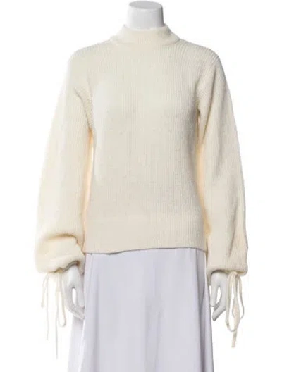 Pre-owned Msgm Mock Neck Sweater In White