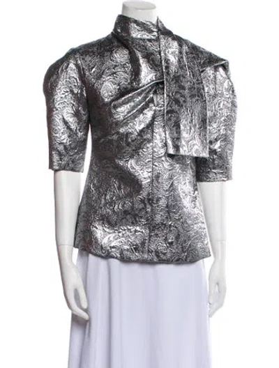 Pre-owned Msgm Mock Neck Three-quarter Sleeve Top W/ Tags In Multi