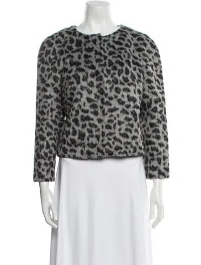 Pre-owned Msgm Mohair Animal Print Faux Fur Jacket In Gray
