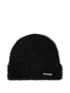Msgm Mohair Logo Beanie In Black