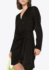 Msgm Monogram Print Wrap Design Asymmetric Hem Dress In Black