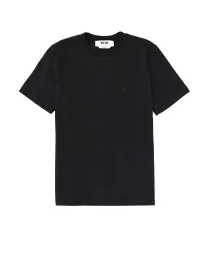 Msgm Monogram Logo T-shirt In Black