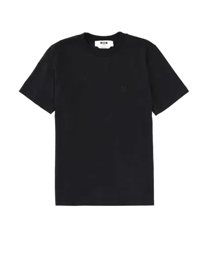 Msgm Monogram Logo T-shirt In Black
