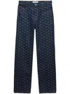 Msgm Monogram-print Cotton Jeans In Blue