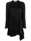 Msgm Monogram Print Wrap Design Asymmetric Hem Dress In Black