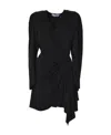 Msgm Monogram Print Wrap Design Asymmetric Hem Dress In Black