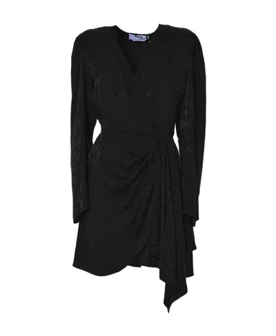 MSGM MSGM MONOGRAM-PRINTED V-NECK MINI DRESS