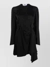 Msgm Monogram Print Wrap Design Asymmetric Hem Dress In Black