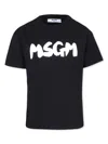Msgm Black T-shirt For Kids With Logo In Black