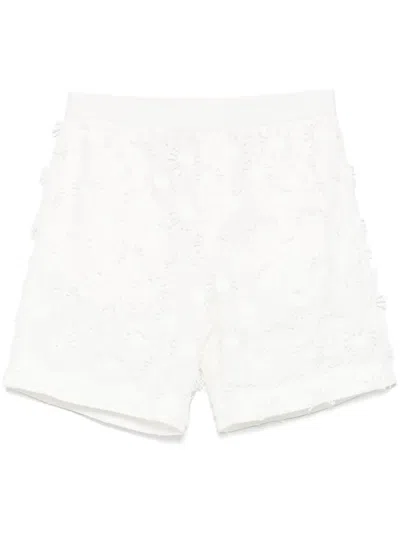 Msgm Motif-embroidered Shorts In White