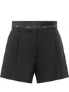 Msgm Black Shorts With Waist Detail In Black