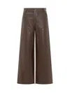 Msgm Brown Faux Leather Culotte Pants In Brown