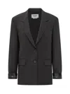 Msgm Double-breasted Blazer With Contrast Cuffs In Black