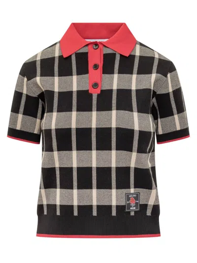 Msgm Knit Polo Shirt In Blue