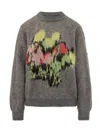 Msgm Mohair Sweater With Abstract Pattern In Gray