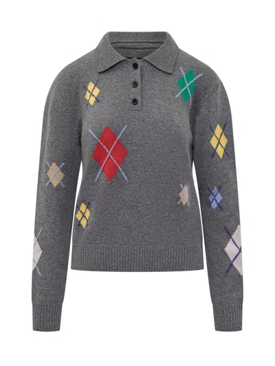 MSGM MSGM MSGM POLO SHIRT WITH ARGYLE PATTERN