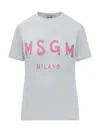Msgm Jersey T-shirt With Brushstroke Printed Logo In White