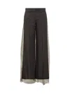 Msgm Wide Pants With Tulle Panels In Blue