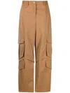Msgm Cargo Trousers With Multiple Pockets In Brown